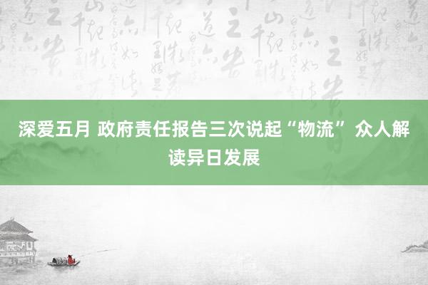 深爱五月 政府责任报告三次说起“物流” 众人解读异日发展