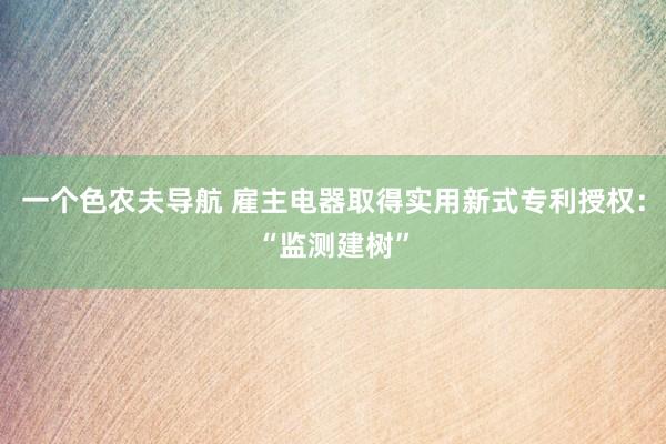 一个色农夫导航 雇主电器取得实用新式专利授权：“监测建树”