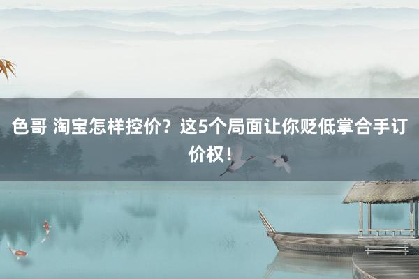 色哥 淘宝怎样控价？这5个局面让你贬低掌合手订价权！