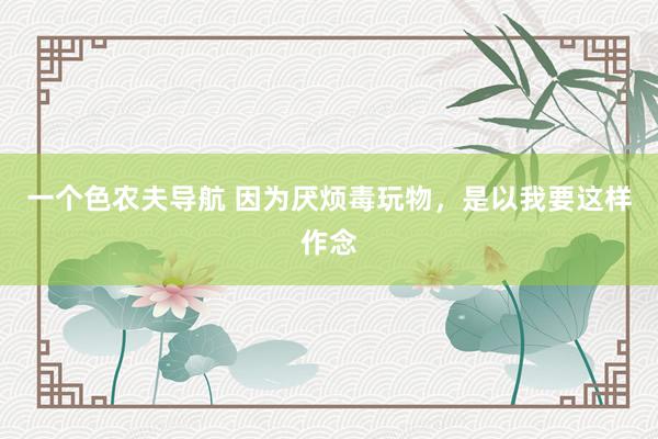 一个色农夫导航 因为厌烦毒玩物，是以我要这样作念